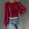 thumbnail image 2 of Timegard Hauts pour Femmes Blouse à Manches Longues Bouffantes Col Ras du Cou Chic Décontractée Ample Confortable Hauts Mode d'Automne, 2 of 9