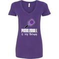 thumbnail image 3 of Inktastic Pickleball is My Therapy Funny Women's V-Neck T-Shirt, 3 of 5