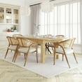 thumbnail image 3 of Emma + Oliver Cane Rattan Dining or Accent Chair with Natural Solid Wood Frame, Woven Backrest and Beige Cushioned Seat, 3 of 12