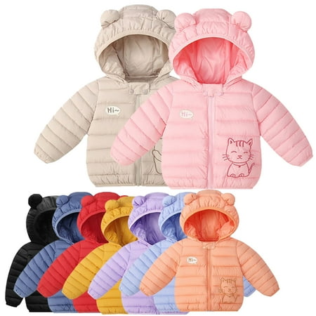 

Esaierr Boys Girls Winter Coats down Outerwear for Kids Toddler 9M-5Y Cute Warm Cotton Coats down Baby Lightweight Winter down Jacket with Hoodie