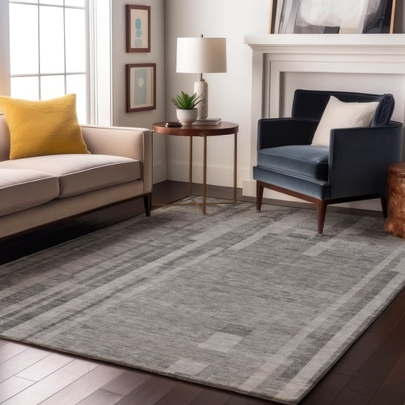 Addison Rugs Mayfield Premium Machine Washable Transitional Stripes Gray Rectangle Rug, 8' x 10'