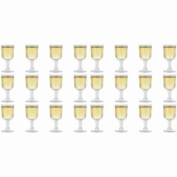 Copa de Vino de Plástico Transparente Reciclable - Copa de Vino Inastillable - Vasos Desechables Y Reutilizables para Champán, Postre 24 Piezas