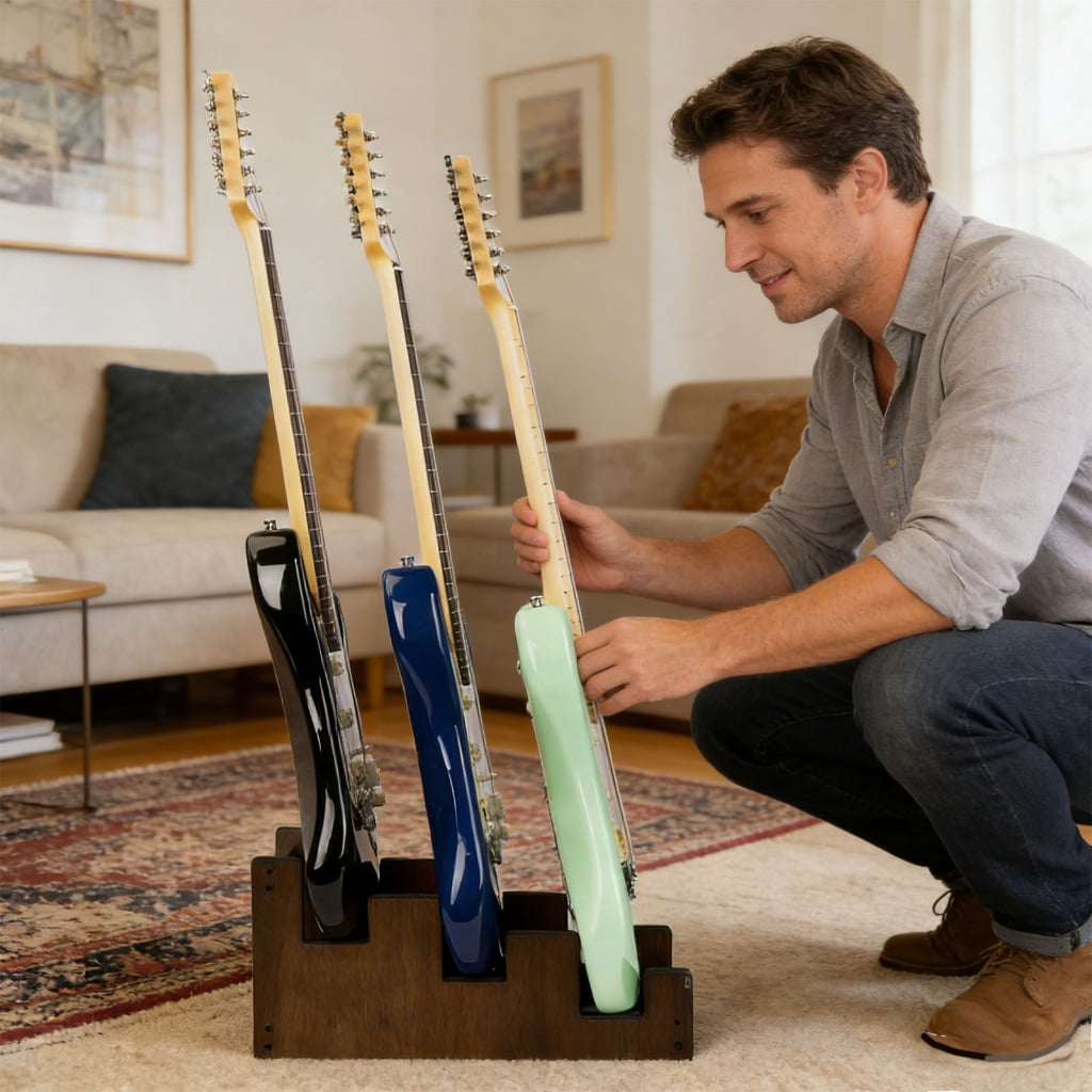 Elegant Vertical Guitar Rack For Multiple Electric Guitars Compact Design Including Soft Padding