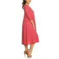 thumbnail image 2 of Women's Loose Fit Scoop Neck 3/4 Sleeve Polka Dot Patterned A-Line Midi Dress Made in USA, 2 of 4