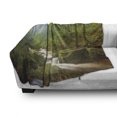 thumbnail image 2 of Woodland Soft Flannel Fleece Blanket, Forest Scene at Golitha Falls Nature Reserve on the River Fowey Cornwall England, Cozy Plush for Indoor and Outdoor Use, 70" x 90", Green Brown, by Ambesonne, 2 of 5
