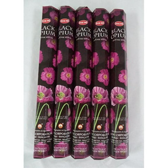 hem black opium 100 incense sticks (5 x 20 stick packs)