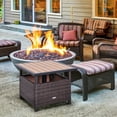 thumbnail image 1 of 22 Inch Outdoor Side Table with Umbrella Hole - Steel Frame and Sandbag, Brown Rattan Wicker Side Table for Patio, Garden, Backyard​​, 1 of 5