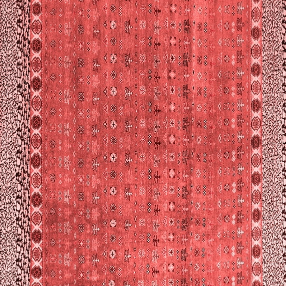 Ahgly Company Indoor Square Abstract Red Modern Area Rugs, 5' Square
