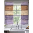 thumbnail image 2 of Farmhouse Purple Brown Sheer Curtains 72 Inch Length 2 Panels Set, Vintage Wooden Striped Voile Window Treatment Rod Pocket Curtains Sheers Drapes for Bedroom/Living Room/Kitchen 52"x72"x2, 2 of 7