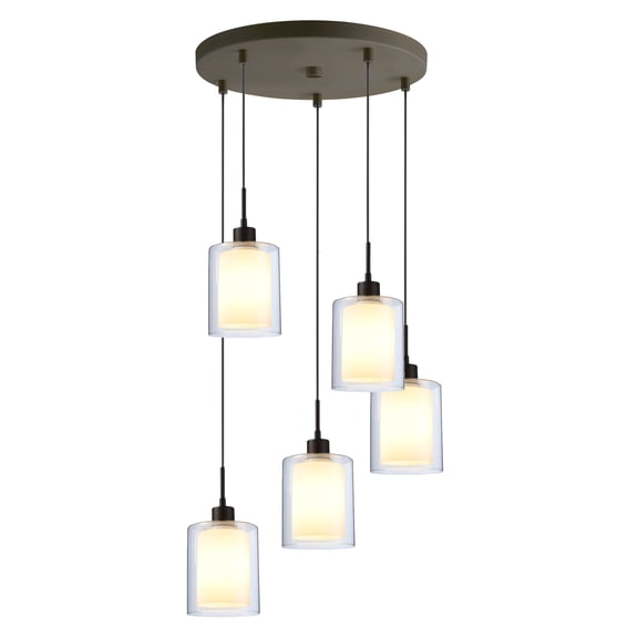 Woodbridge Lighting Alaina 5-Light Mini Pendant in Bronze/Opal Glass