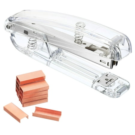 Uxcell Acrylic Stapler Set, Portable Stylish Manual Effortless Desktop Stapler with 2000 Pcs 24/6 Staples, Silver