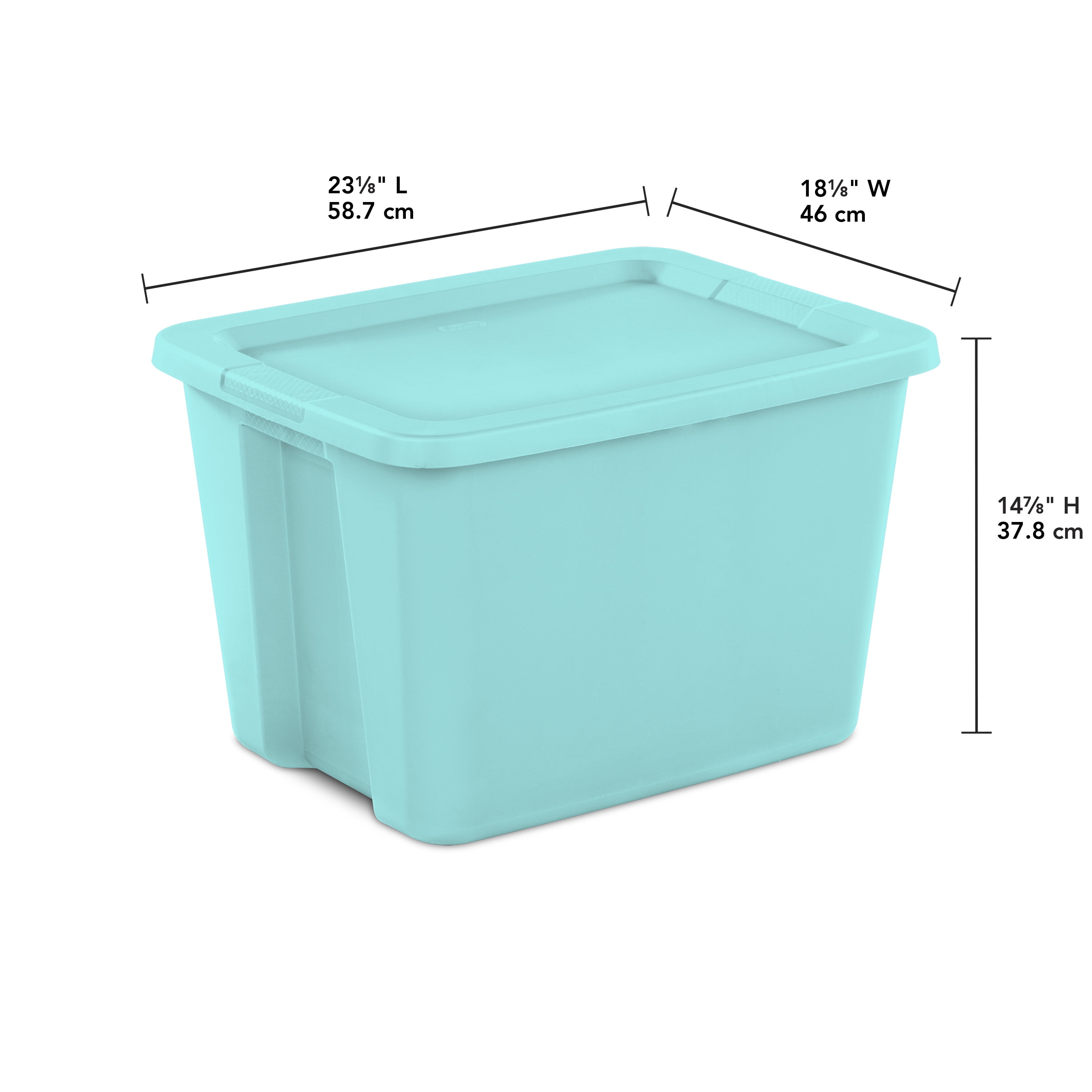 Sterilite 18 Gallon Tote Box Plastic, Washed Blue, Set of 8
