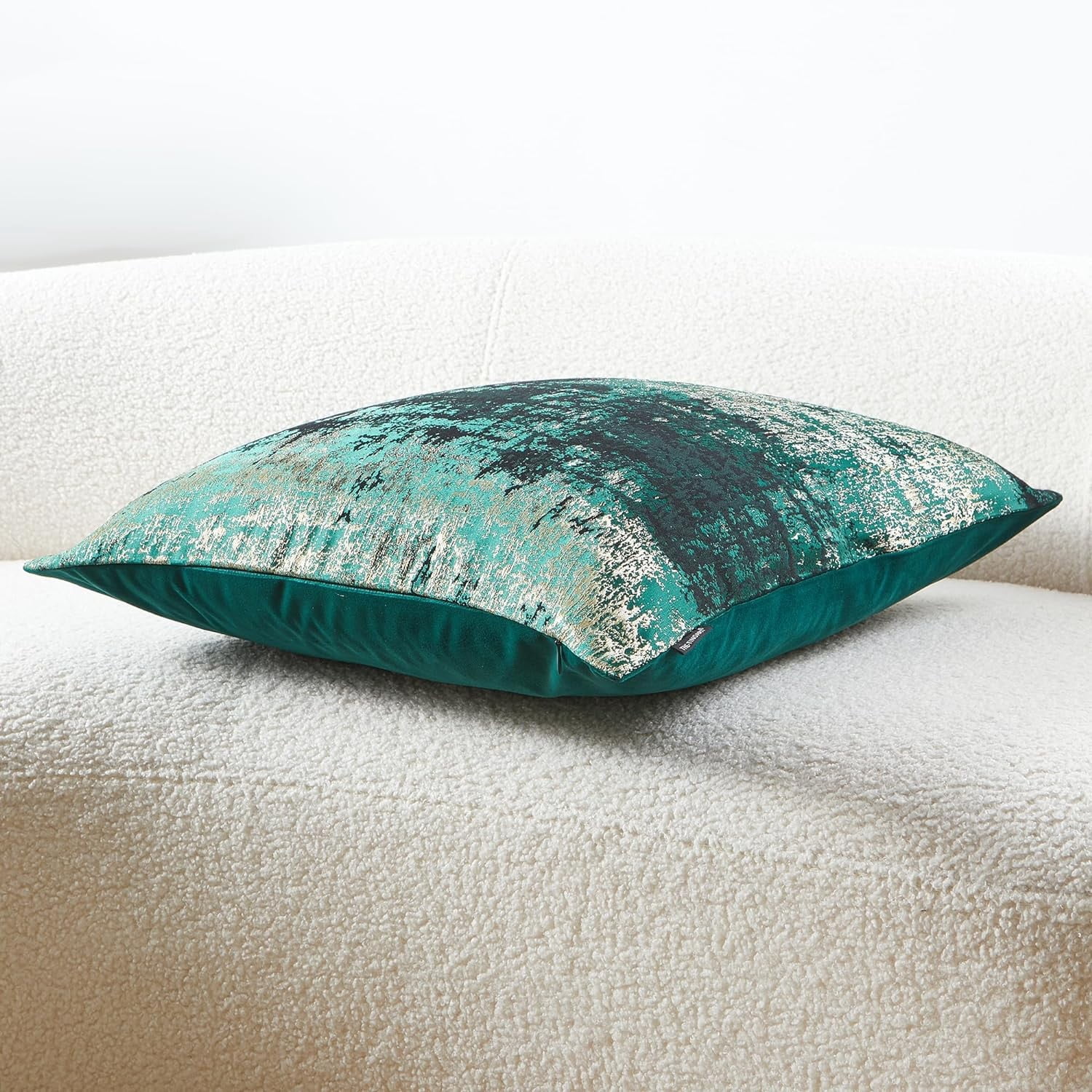 Sparkling Decorative Throw Pillow Covers Soft Green Gold Glitter Square Cushion Cover Pillowcase for Couch Bed and Chair Green Gold 20" x 20"