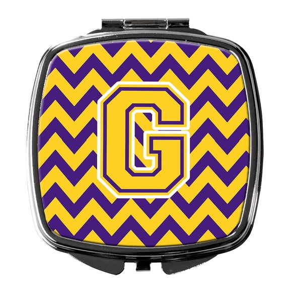 Letter G Chevron Purple and Gold Compact Mirror CJ1041-GSCM