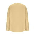 thumbnail image 5 of Amkhujs Linen Shirts for Women Long Sleeve V Neck Summer Tops Casual Work Fall Fashion, 5 of 6