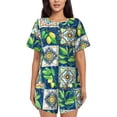 thumbnail image 1 of Balery Lemon and Leaves Conjunto de Pijama para Mujer con Estampado, Dos Piezas de Manga Corta y Shorts, Ropa de Dormir Suave con Cuello Redondo y Bolsillos-XX-Large, 1 of 6