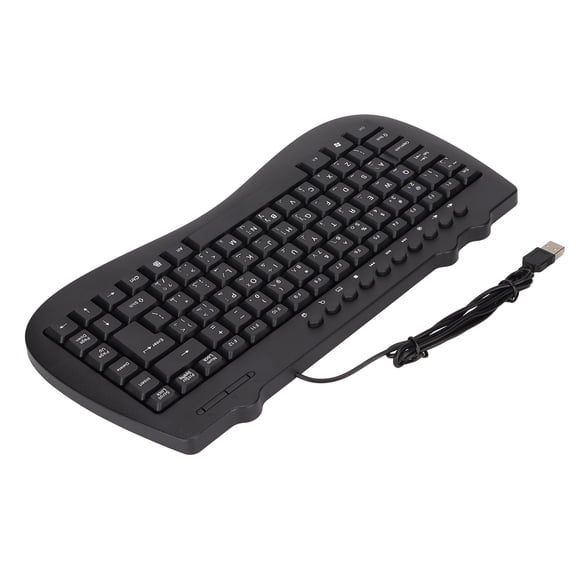 Wired Keyboard, Mute Ultra Thin Plug And Play Touch Comfort 87 Keys Keyboard Small Language  For Home For Office Arabic
