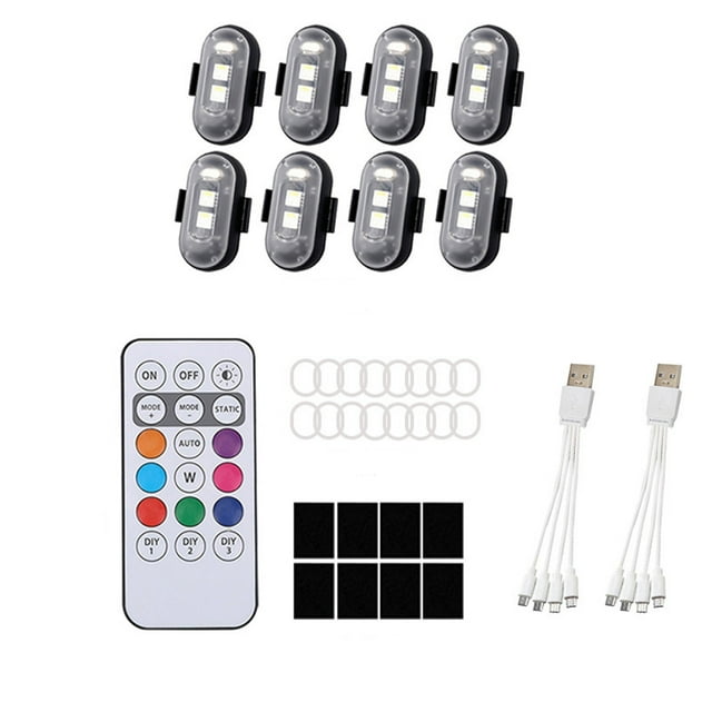 Remote Control Mode Colorful LED Strobe Light Rechargeable Wireless Motorcycle LED Aircraft Light Warning Lamp