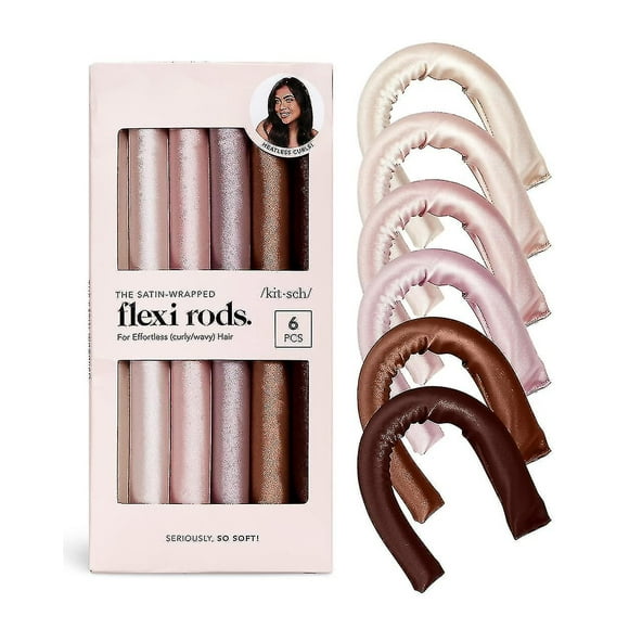 Kitsch Heatless Hair Curler For Long Hair | Satin Covered Heatless Hair Curlers | Flexi Rods For Heatless Curls For All Hair Types | Hair Curlers To S