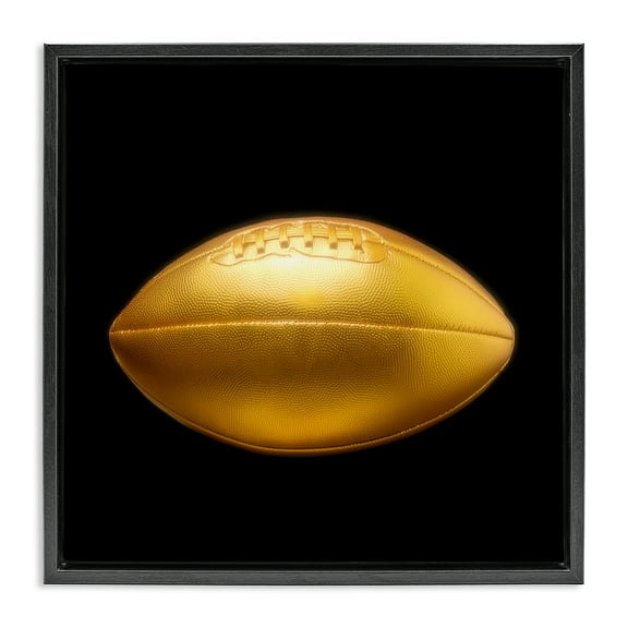 Stupell Industries Gold Designer Football Sports Painting Black Floater Framed Canvas Art Print Wall Art, 18 x 18