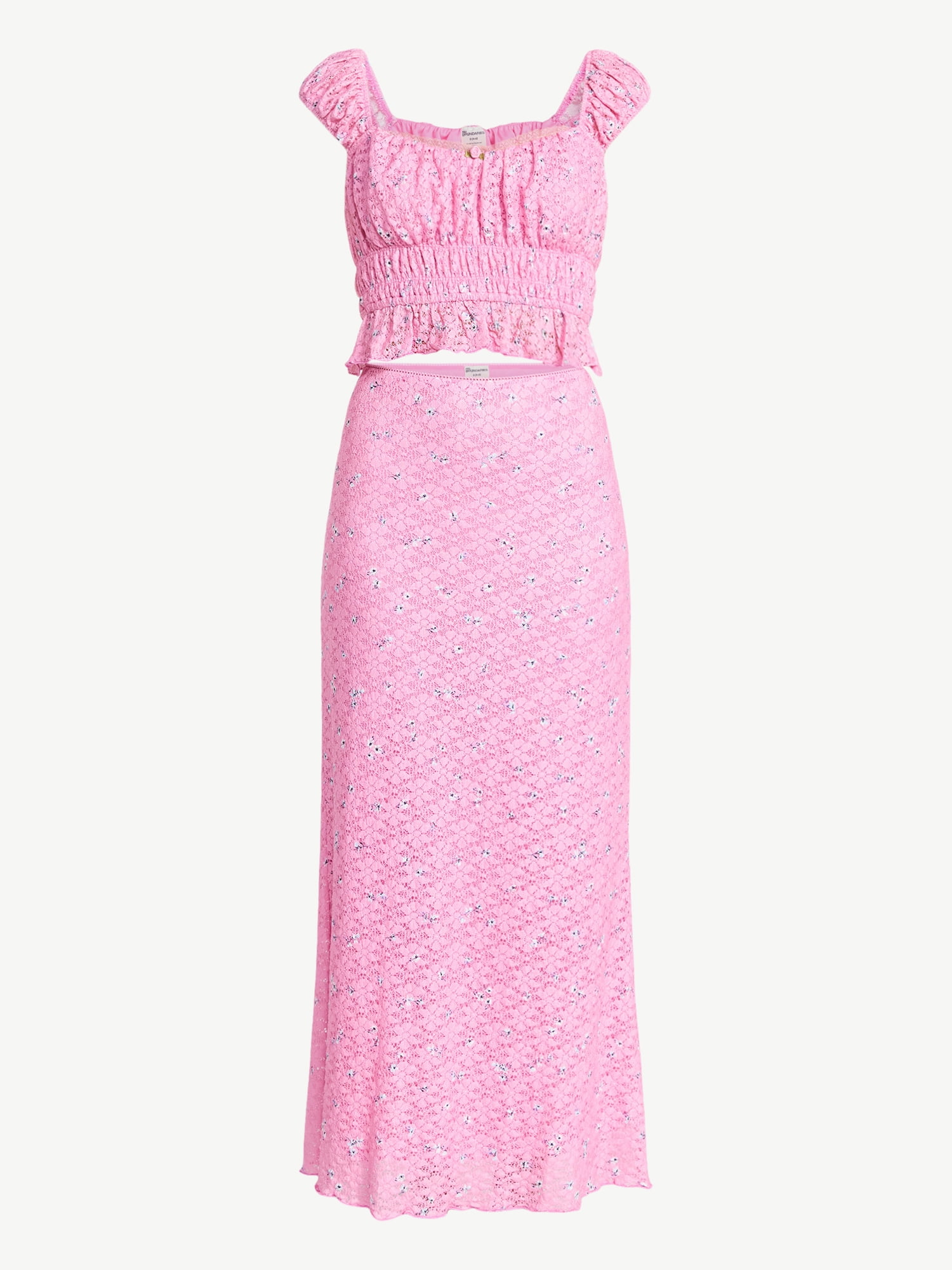 No Boundaries Printed Ruffle Tank and Skirt, 2-Piece Set, Women's Sizes XXS-XXL