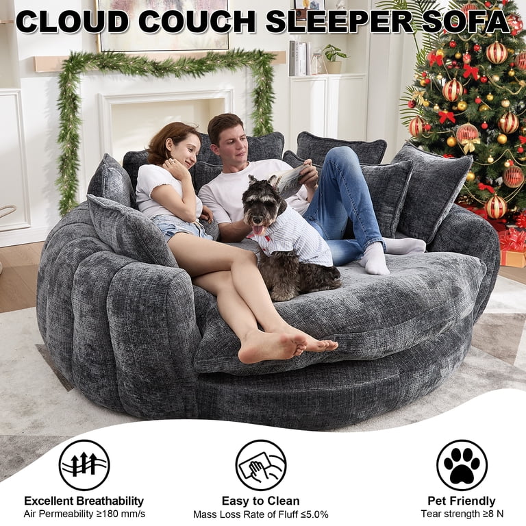 Aukfa Oversized Round Chaise Lounge Sofa Bed, 81