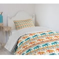 thumbnail image 4 of Ambesonne Animal Quilted Bedspread Set 2 Pcs, Exotic Geometric Art, Twin Size, Turquoise Orange Cream, 4 of 6