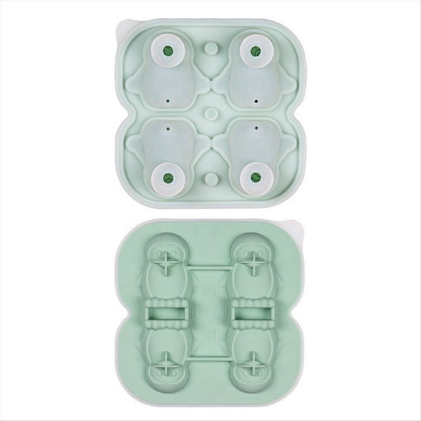 Molde para Cubitos de Hielo de PingüIno, Bandeja para Cubitos de Hielo con Formas Divertidas, Haga 4 Lindas Bolas de Hielo de PingüIno para Bebidas, CóCteles, Café Helado, Verde