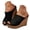 Black, variant on Slip on Wedge Sandals for Women Wooden Heel Dress Shoes Open Toe High Top Casual Slides Ladies Outdoor Vacation Shoe Size 9.5 Brown