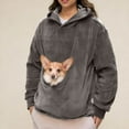 thumbnail image 4 of GrmtClth Unisex Dog Pouch Hoodie Fuzzy Fleece Carry Pouch Puppy Kitten Holder Fashion Comfort Soft Carrier Pullover Shirt with Pet Pocket Dark Gray XL, 4 of 5