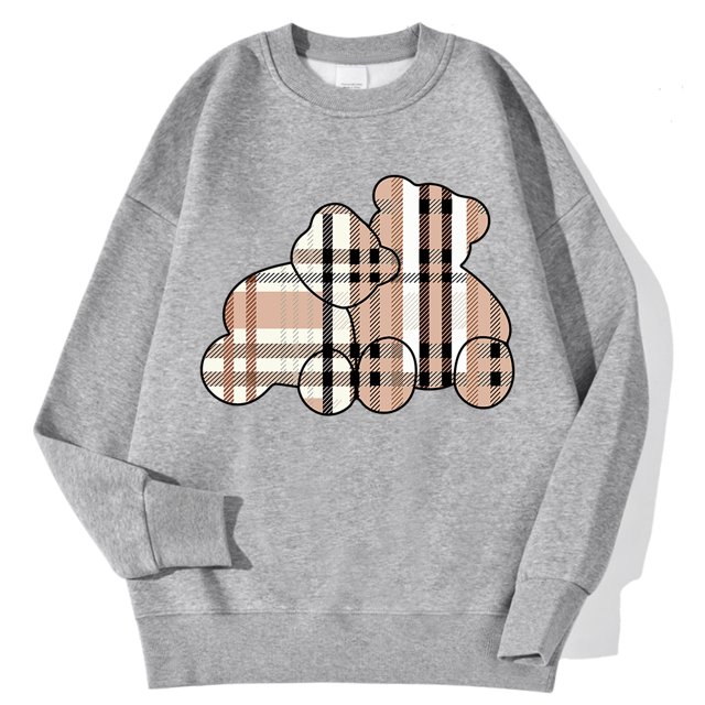 Sudaderas informales con estampado de oso de peluche para mujer, jersey suave de lana cómodo, Tops holgados con cuello redondo a la moda para mujer, ropa