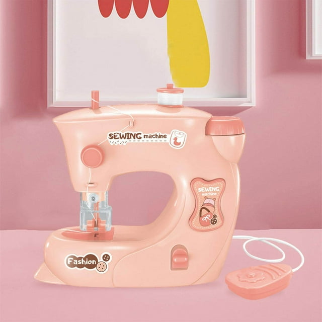 pitrice Machine à Coudre Portable pour Enfants, Ensemble Éducatif d'Artisanat et de Jeu, Machine Jouets pour la Maison, Intéressante pour la Maison, Rose