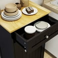 thumbnail image 7 of 10 Gallons Kitchen Tilt Out Trash Cabinet with Hideaway Drawer Wood Kitchen Island Recycling Cabinet Trash Can Holder for Home Kitchen, Black, 7 of 7