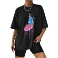 thumbnail image 2 of Aayomet Summer Tops Short Sleeve Tshirts,Womens Summer Crewneck Graphic Tee Shirt Blouse Tops,Black XL, 2 of 3