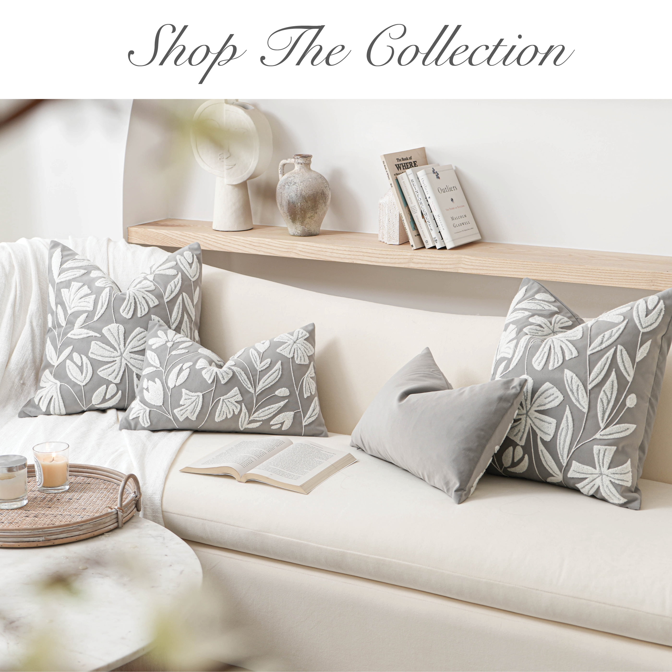 BlissBlush Grey Velvet Decorative Long Lumbar Pillow Cover 14x36, Light Gray Soft Body Pillow for Bed, Accent Lumbar Throw Pillow for Bedroom, Modern Farmhouse Textured Pillowcase