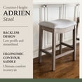 thumbnail image 2 of Maven Lane Adrien Backless Saddle Kitchen Stool, Reclaimed Oak, Set of 4, 2 of 6