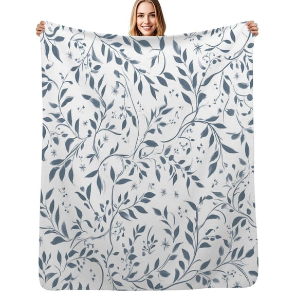 Blue floral seamless pattern Flannel Blanket Warm Soft Bedding Throws Winter Camping Chair Sofa Bed