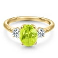 thumbnail image 3 of Gem Stone King 10K Yellow Gold Yellow Lemon Quartz and White Topaz Engagement Ring for Women | 2.31 Cttw | Oval 9X7MM | Gemstone Birthstone | Size 8, 3 of 6