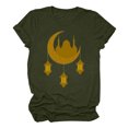 thumbnail image 5 of Penkiiy Happy Ramadan Tops Blouse for Women Women's Funny Printed Pattern Casual Fashion Soild Color Short Sleeve Tops Blouse M Army Green, 5 of 6
