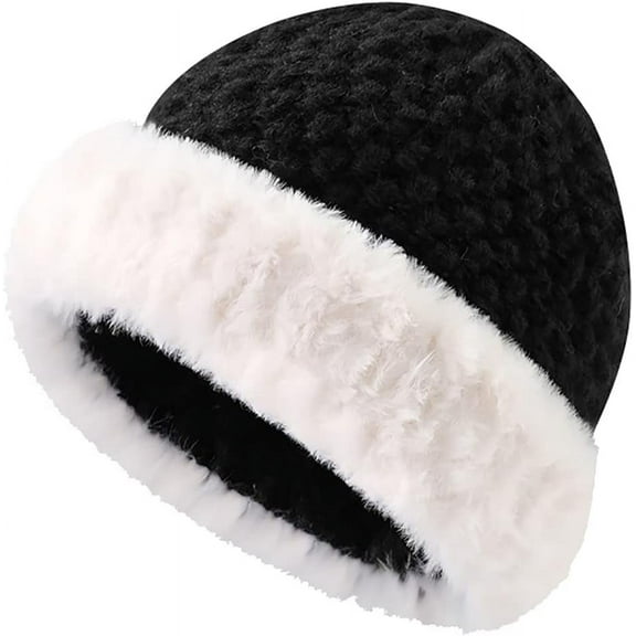 Women's Green Knit Beanie Hat Faux Fur Soft Slouchy Skull Cap Cute Fashion Winter Warm Ski Hats for Ladies Teens Girls