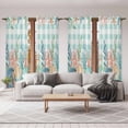 thumbnail image 6 of Summer Coastal Kitchen Curtain for Berdoom Living Room Cafe 72 Inch Length, Watercolor Corals Shells Starfish Green Plaid Tiers Curtains Light Filtering Drapes Window Treatment 2 Panels 52"Wx72"L, 6 of 8