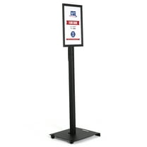 M&T Displays Outdoor Sign Holder, Black 11x17 Inch Aluminum Weatherproof Snap Poster Frame Front Loading Floor Standing Pedestal Advertisement Post Menu Holder Heavyweight Base Roll-On Wheels
