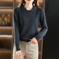 thumbnail image 6 of Comdrip Womens Knit Sweater, Warm Sweaters for Women V Neck Classic Soft Pullover Sweater Loose Casual Long Sleeve 2025 Fall Winter Work Sweaters for Women office Dark Gray M, 6 of 9