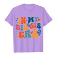 thumbnail image 4 of Teen Girl Tops Cute Cartoon Print Short Sleeve T-Shirt Crew Neck Fashion Kids Summer Clothing Purple,4-5 Years, 4 of 4