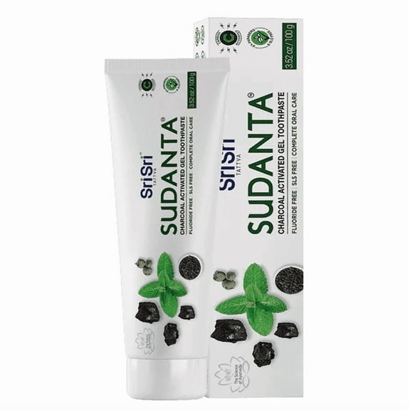 Sri Sri Tattva Sudanta Charcoal Toothpaste Gel, Fluoride-Free Teeth Whitening, 100g