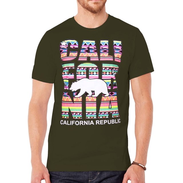 Camiseta Tribal de manga corta de la República de California para hombre - Olive - Medium Gravity Trading Camiseta de manga corta
