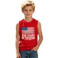 thumbnail image 3 of Kids USA 250th Independence Day Sleeveless Tank Top, Patriotic Flag Print Crew Neck Casual Tee for Boys Girls, Lightweight Summer Top for 4th of July(Red2,3-4 Years), 3 of 6