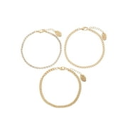 Time and Tru Women's Gold Tone and Cubic Zirconia Bracelet Set, 3-Piece