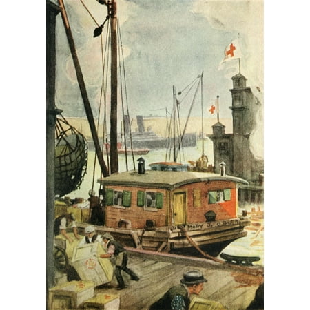 Harpers Library of World War 1920 Shipping overseas Stretched Canvas - RM Brinkerhoff (18 x