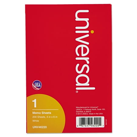 Universal Loose Memo Sheets, 4 x6, White, 200 Sheets/Pack